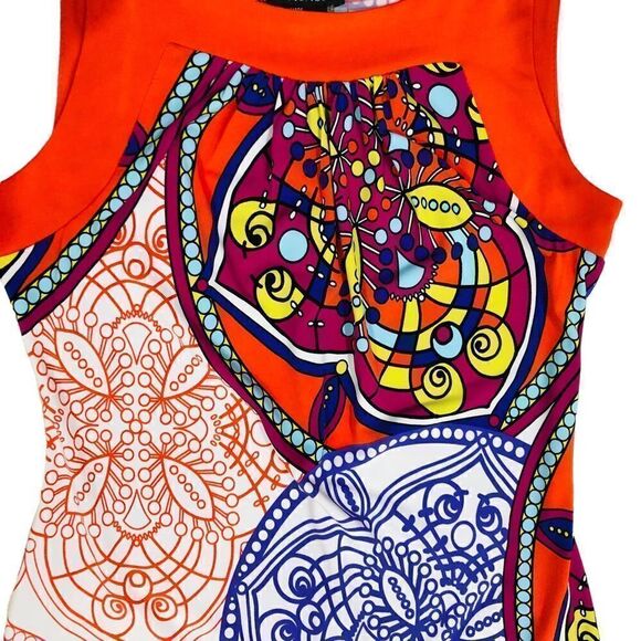 XOXO Multicolor Abstract Print Pullover Sleeveless Stretchy Dress Sz S - Picture 3 of 12